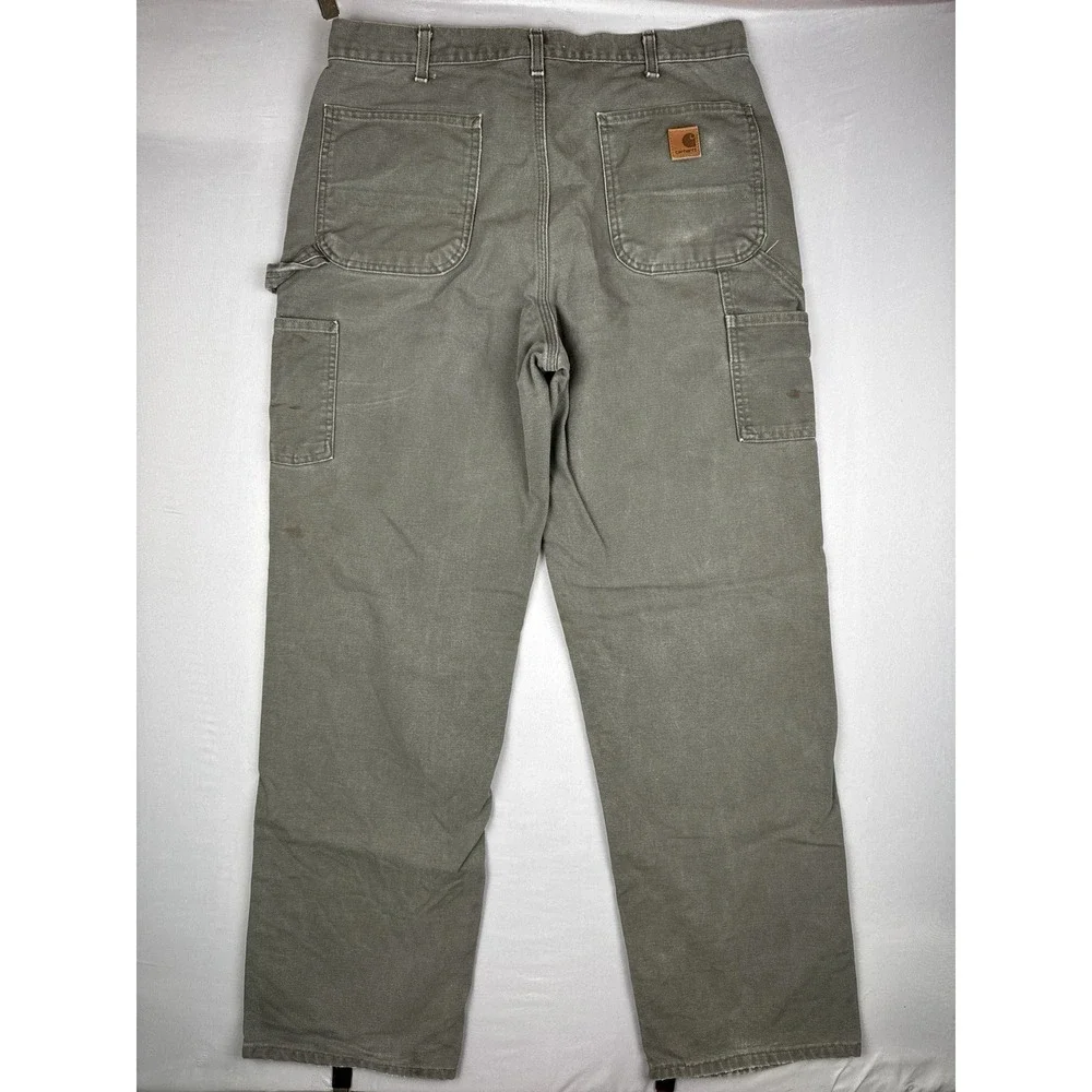 Vintage Carhartt B11 MOS Work Pants 36x34 Moss Green Carpenter Duck Canvas